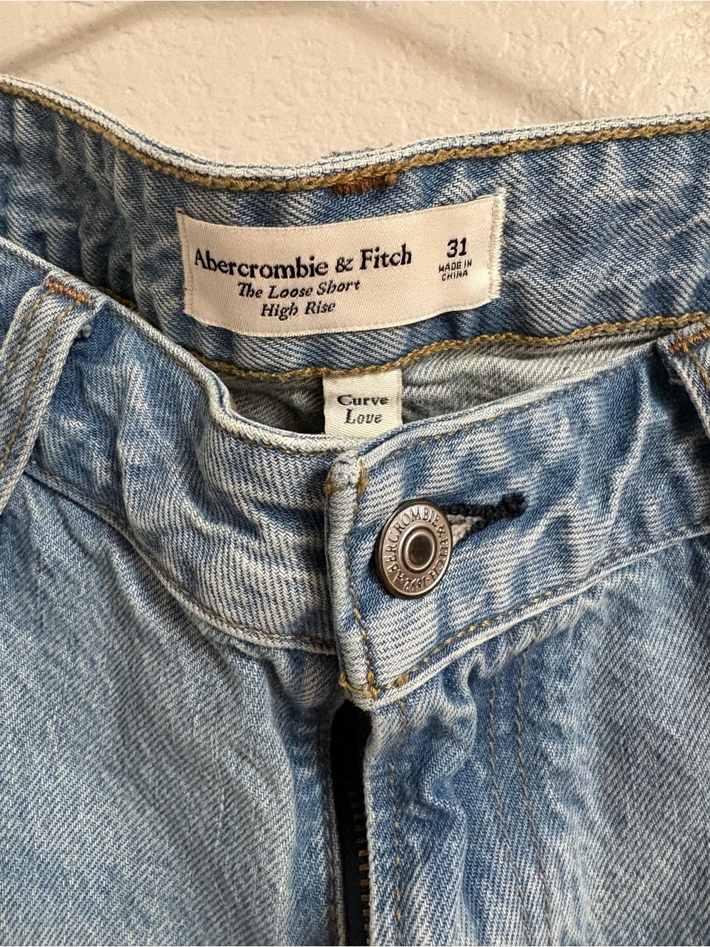 Abercrombie & Fitch Light Blue Distressed Denim Cutoff Shorts - Picture 2 of 3